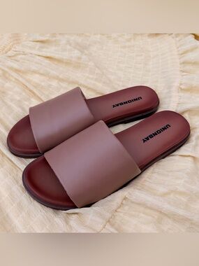 Unionbay Slide Sandals Size 6 Brown Minimalist Neutral Summer Shoes